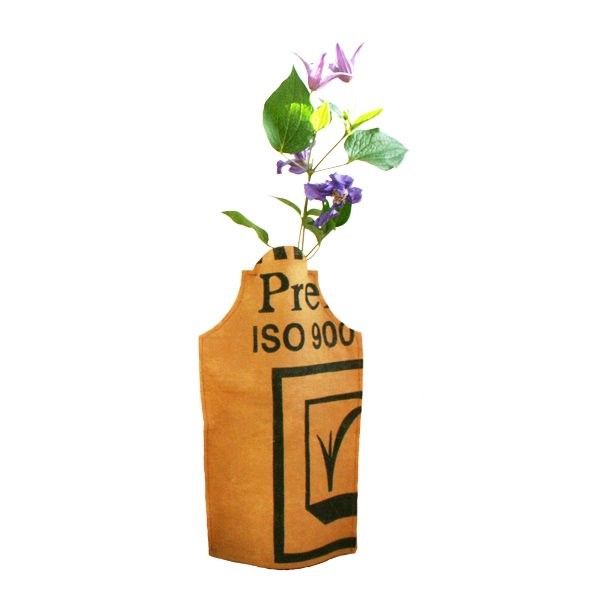 Flaschen-Vase-Hülle Glocken-Giebelhaus - Fairtrade Upcycling
