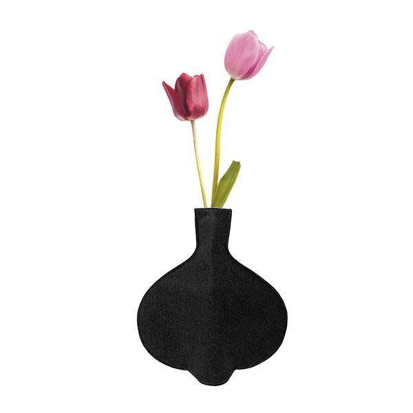 Blumenvase - Recycelte PET Flaschen-Vase-Hülle rund Schwarz- Fairtrade Upcycling