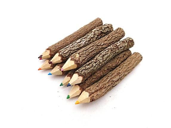 10 kleine Buntstifte aus Holz/Ästen - Fair Trade