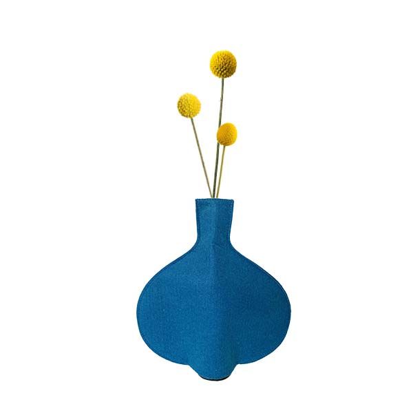 Blumenvase - Recycelte PET Flaschen-Vase-Hülle rund Petrol-Blau- Fairtrade Upcycling