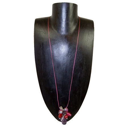 lange Halskette lila/pink - Fair Trade