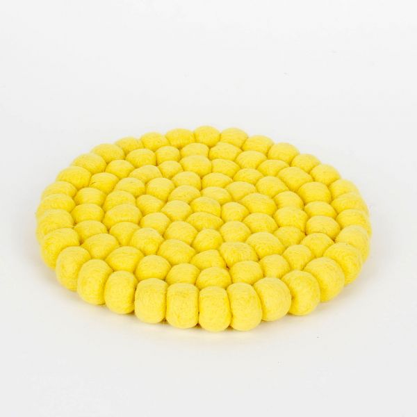 Topf-Untersetzer aus Filzkugeln- gelb Ø 20 cm - Fairtrade
